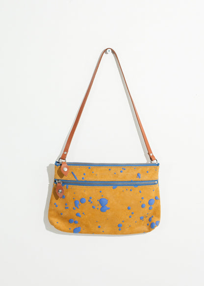 Ink Splatter Shoulder Bag in Mustard/Blue Saisei