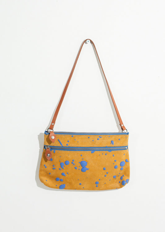 Ink Splatter Shoulder Bag in Mustard/Blue Saisei