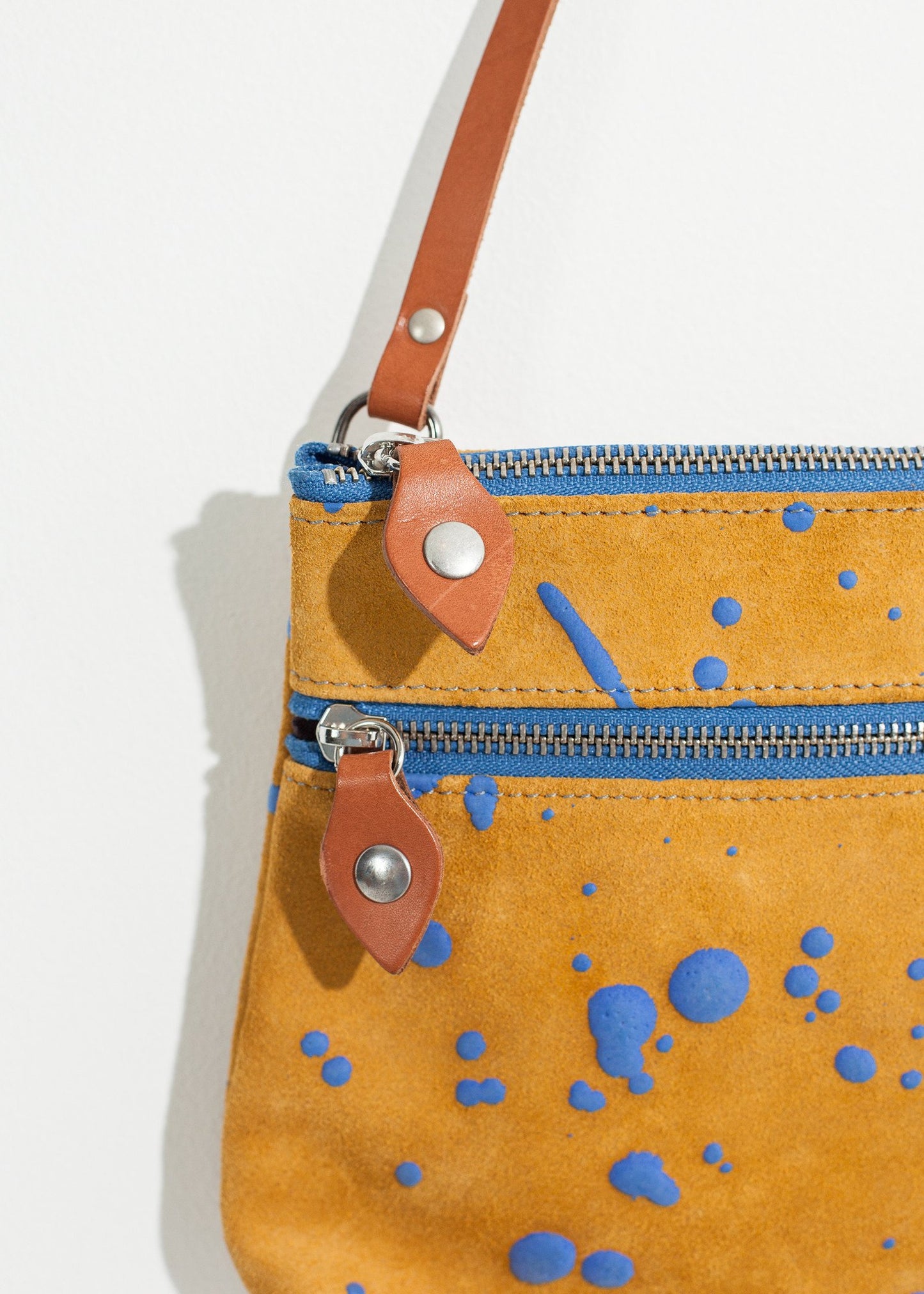 Ink Splatter Shoulder Bag in Mustard/Blue Saisei