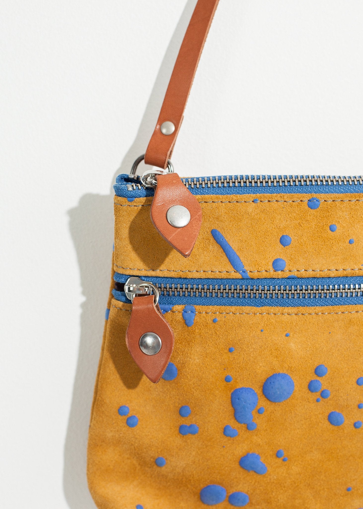 Ink Splatter Shoulder Bag in Mustard/Blue Saisei