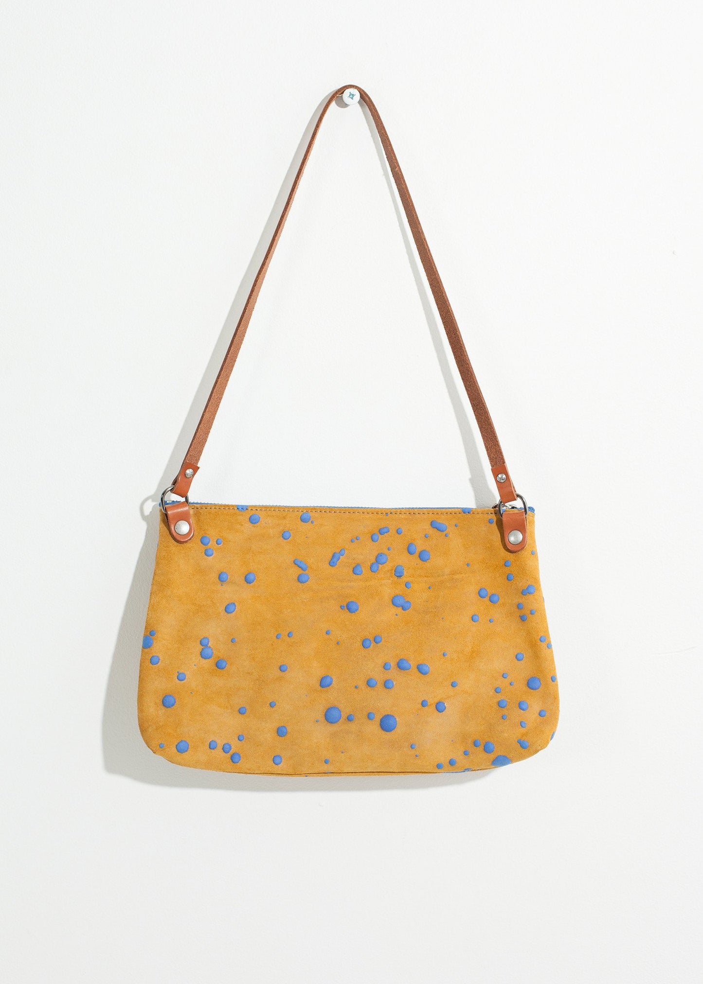 Ink Splatter Shoulder Bag in Mustard/Blue Saisei