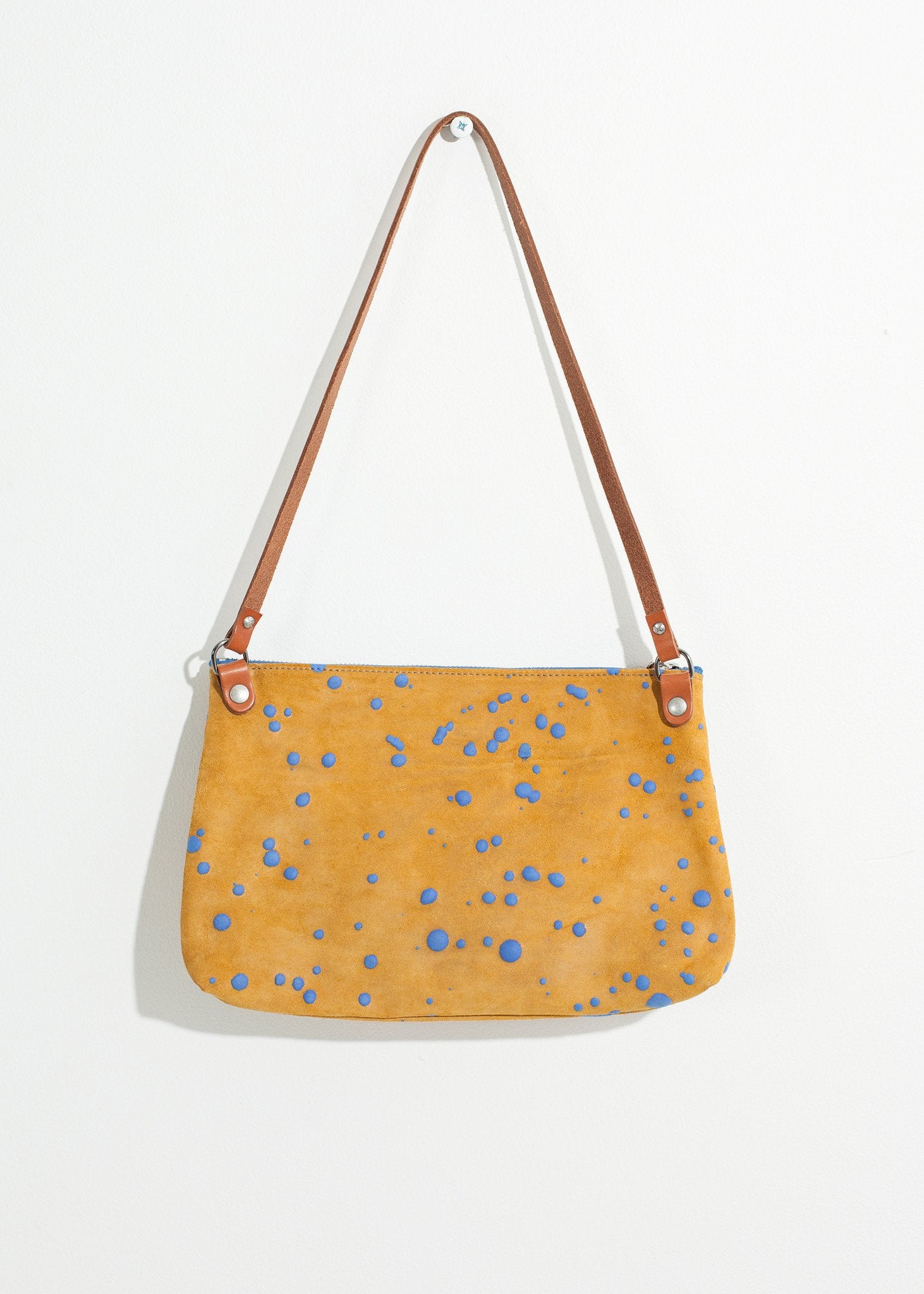 Ink Splatter Shoulder Bag in Mustard/Blue Saisei