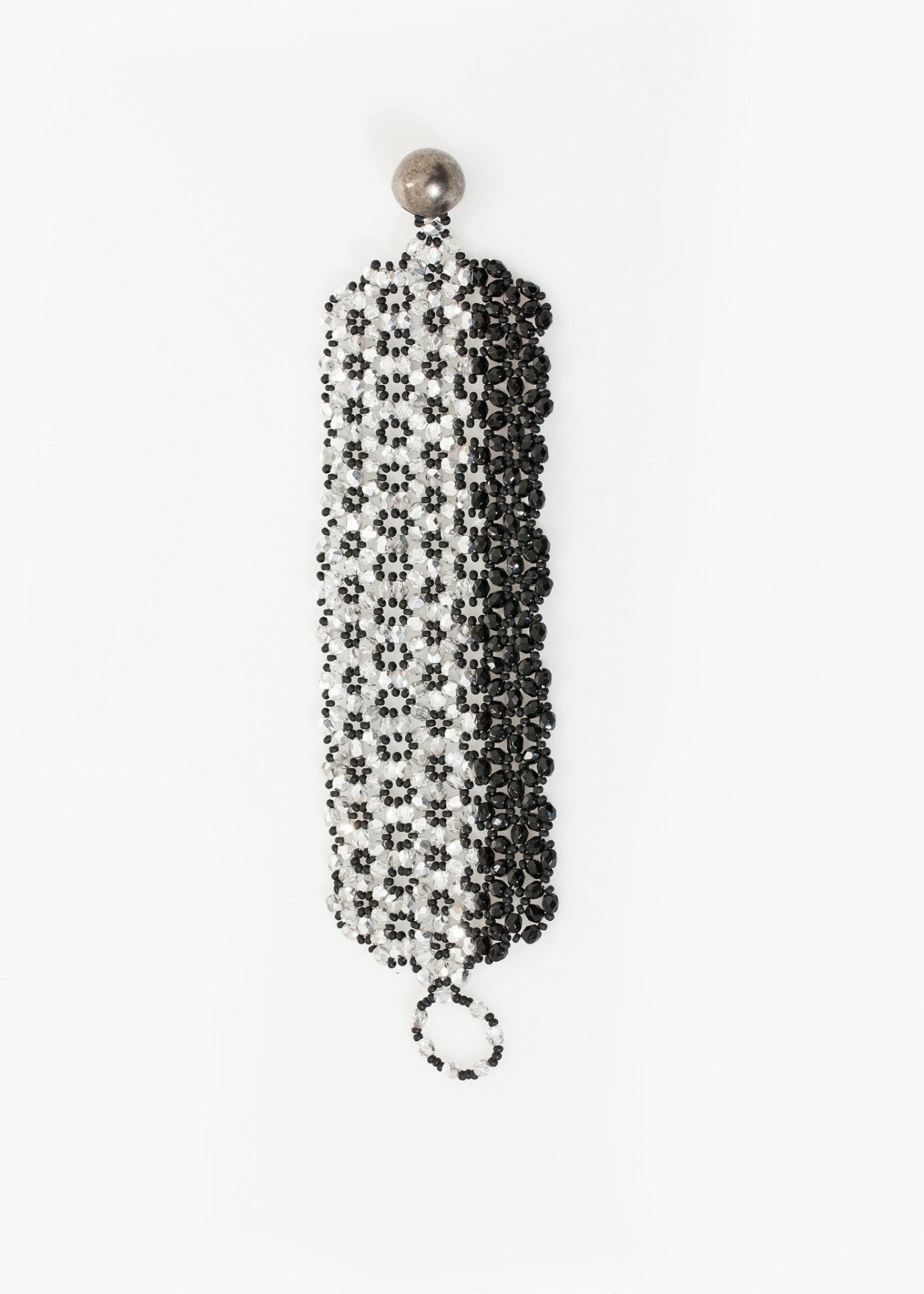 Lattice Bead Cuff in Silver/Black Maria Calderara