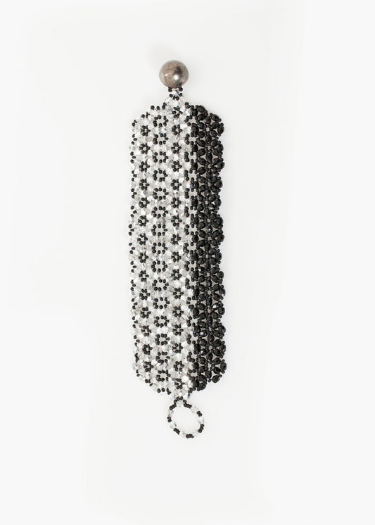 Lattice Bead Cuff in Silver/Black Maria Calderara