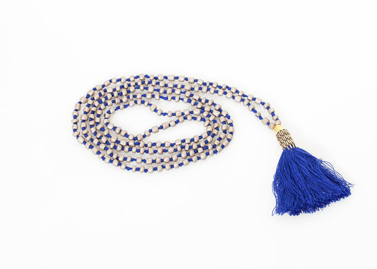 Prayer Bead Necklace in Grey/Blue En Shalla