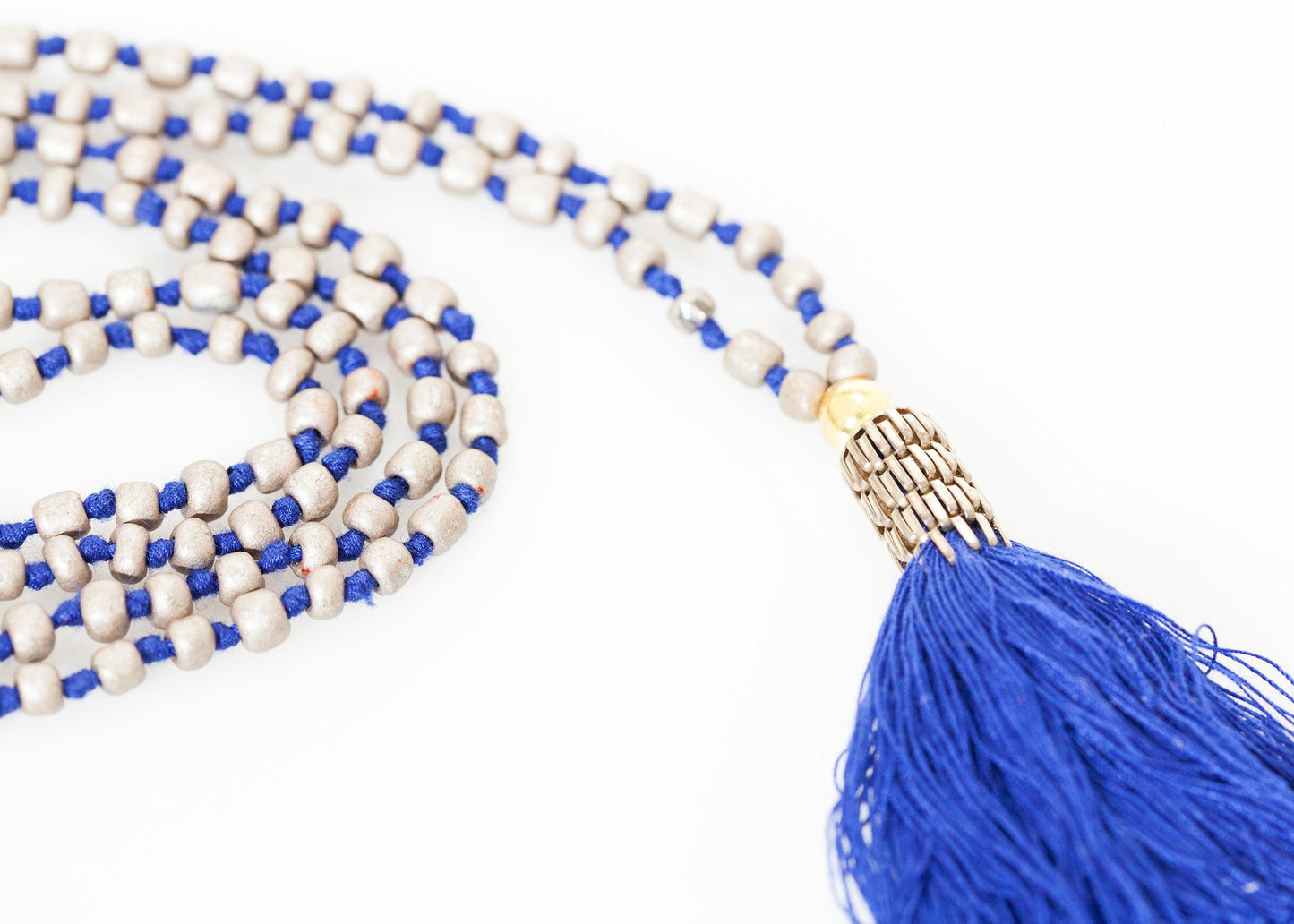 Prayer Bead Necklace in Grey/Blue En Shalla