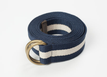 Striped Web Belt in Navy/White Harvey Faircloth